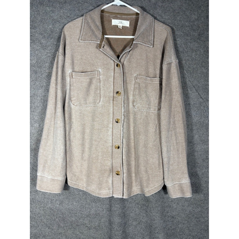 Thread & Supply Copper Corduroy Shacket Button Front Ribbed Shirt Jacket Medium